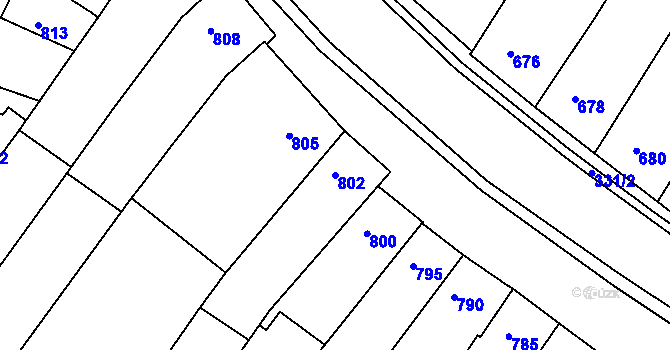 Parcela st. 802 v KÚ Blučina, Katastrální mapa