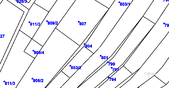 Parcela st. 804 v KÚ Blučina, Katastrální mapa