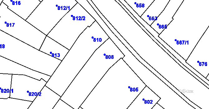 Parcela st. 808 v KÚ Blučina, Katastrální mapa