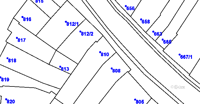 Parcela st. 810 v KÚ Blučina, Katastrální mapa