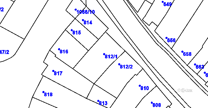 Parcela st. 812/1 v KÚ Blučina, Katastrální mapa