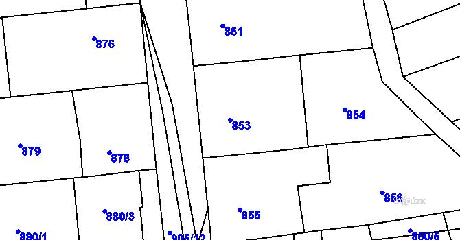 Parcela st. 853 v KÚ Blučina, Katastrální mapa