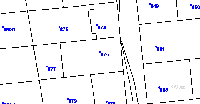 Parcela st. 876 v KÚ Blučina, Katastrální mapa