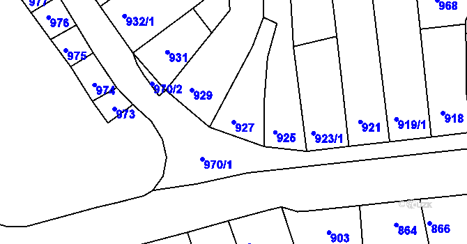 Parcela st. 927 v KÚ Blučina, Katastrální mapa