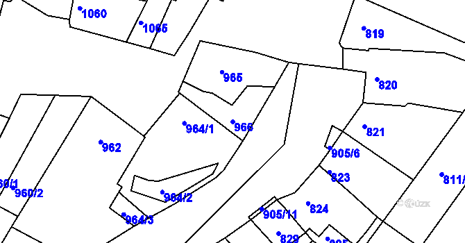 Parcela st. 966 v KÚ Blučina, Katastrální mapa