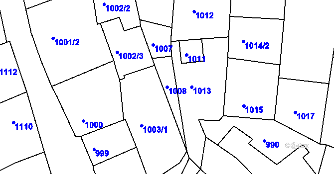 Parcela st. 1008 v KÚ Blučina, Katastrální mapa