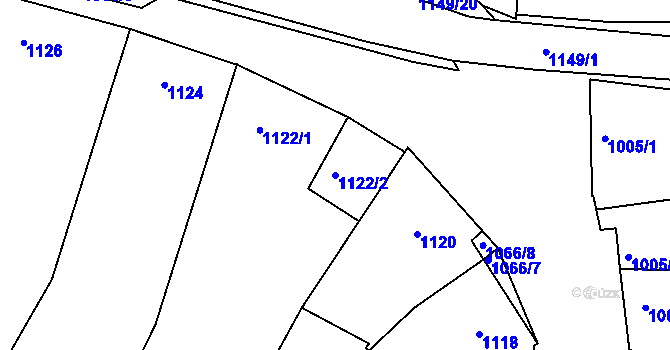 Parcela st. 1122/2 v KÚ Blučina, Katastrální mapa