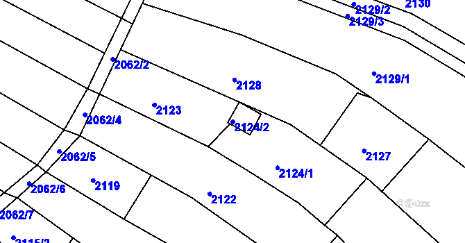 Parcela st. 2124/2 v KÚ Blučina, Katastrální mapa