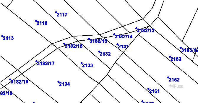 Parcela st. 2132 v KÚ Blučina, Katastrální mapa