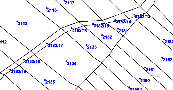 Parcela st. 2133 v KÚ Blučina, Katastrální mapa