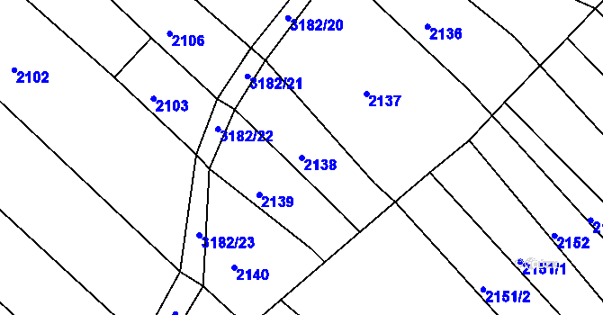 Parcela st. 2138 v KÚ Blučina, Katastrální mapa