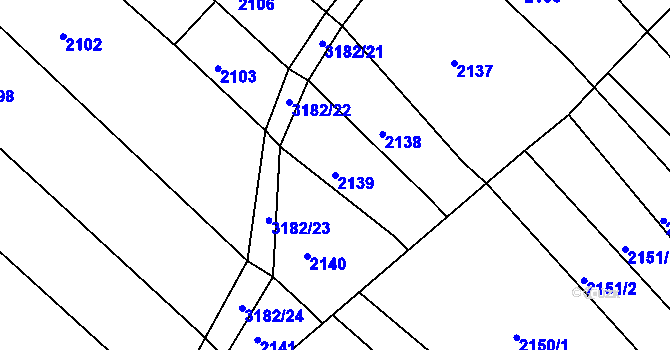 Parcela st. 2139 v KÚ Blučina, Katastrální mapa