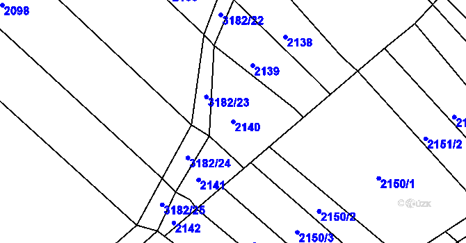 Parcela st. 2140 v KÚ Blučina, Katastrální mapa