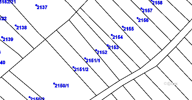 Parcela st. 2152 v KÚ Blučina, Katastrální mapa
