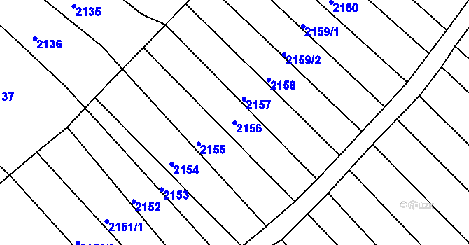 Parcela st. 2156 v KÚ Blučina, Katastrální mapa