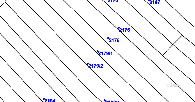 Parcela st. 2179/1 v KÚ Blučina, Katastrální mapa