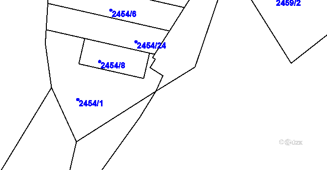 Parcela st. 2454/10 v KÚ Blučina, Katastrální mapa