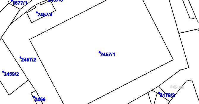 Parcela st. 2457/1 v KÚ Blučina, Katastrální mapa