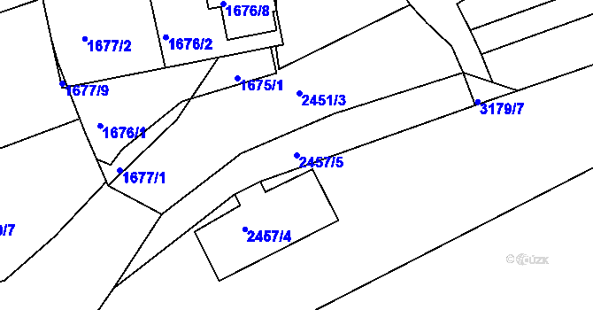 Parcela st. 2457/5 v KÚ Blučina, Katastrální mapa