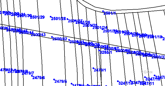 Parcela st. 2500 v KÚ Blučina, Katastrální mapa