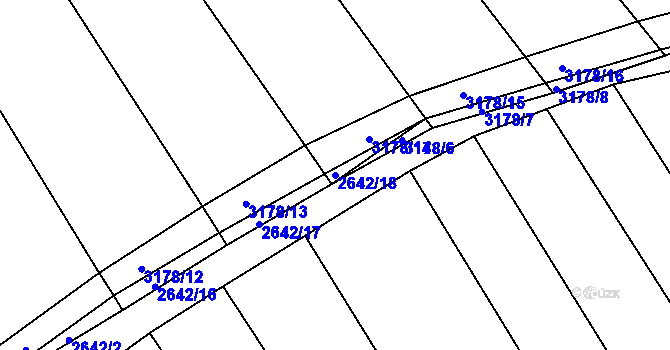 Parcela st. 2642/18 v KÚ Blučina, Katastrální mapa