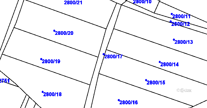 Parcela st. 2800/17 v KÚ Blučina, Katastrální mapa