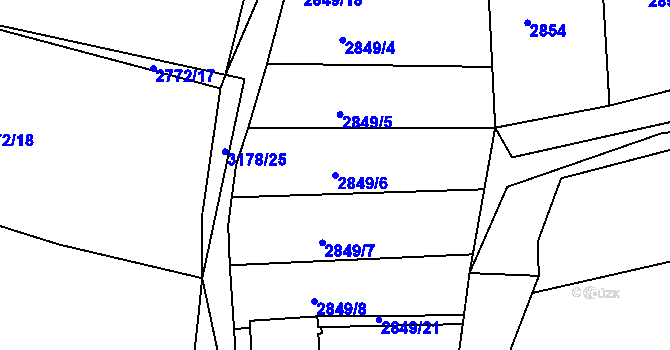 Parcela st. 2849/6 v KÚ Blučina, Katastrální mapa