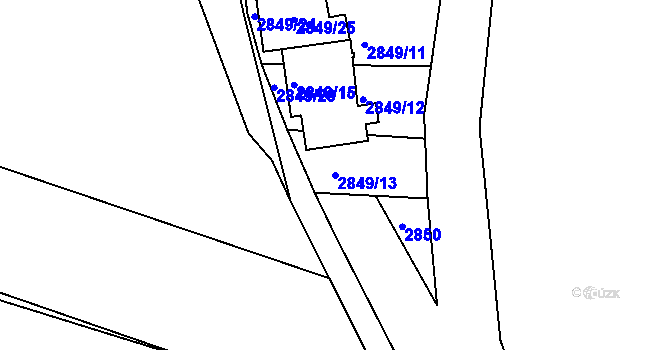 Parcela st. 2849/13 v KÚ Blučina, Katastrální mapa