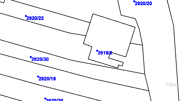 Parcela st. 2918/2 v KÚ Blučina, Katastrální mapa