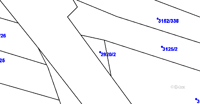 Parcela st. 2920/2 v KÚ Blučina, Katastrální mapa