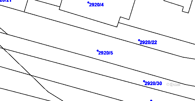 Parcela st. 2920/5 v KÚ Blučina, Katastrální mapa