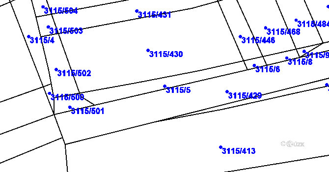 Parcela st. 3115/5 v KÚ Blučina, Katastrální mapa