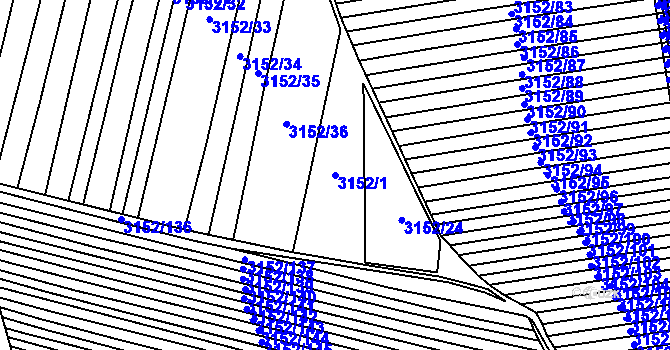Parcela st. 3152/1 v KÚ Blučina, Katastrální mapa