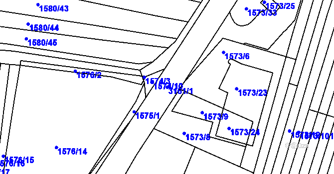 Parcela st. 3161/1 v KÚ Blučina, Katastrální mapa