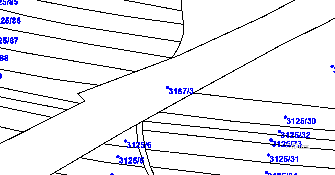 Parcela st. 3167/3 v KÚ Blučina, Katastrální mapa