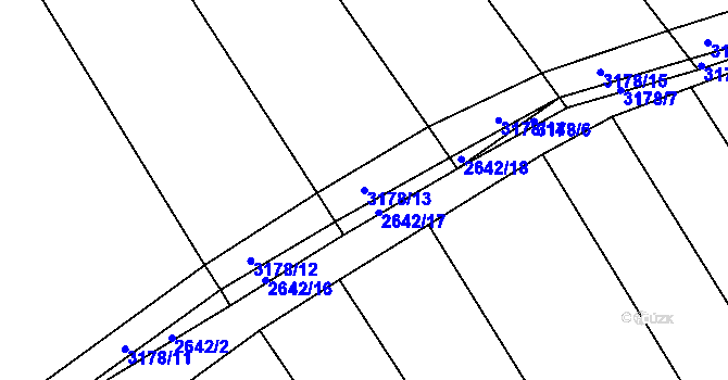 Parcela st. 3178/13 v KÚ Blučina, Katastrální mapa