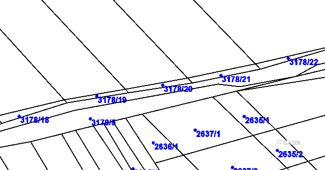 Parcela st. 3178/20 v KÚ Blučina, Katastrální mapa