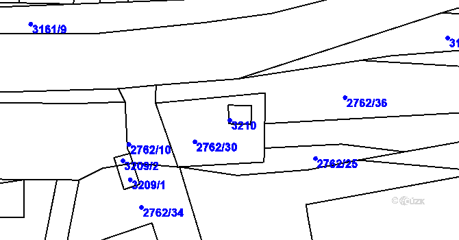 Parcela st. 3210 v KÚ Blučina, Katastrální mapa