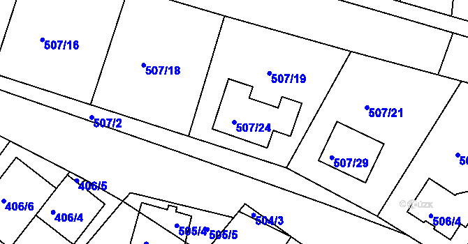 Parcela st. 507/24 v KÚ Blučina, Katastrální mapa