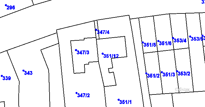 Parcela st. 351/12 v KÚ Blučina, Katastrální mapa