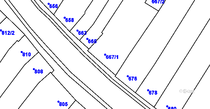 Parcela st. 667/1 v KÚ Blučina, Katastrální mapa