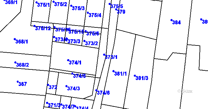 Parcela st. 373/1 v KÚ Blučina, Katastrální mapa