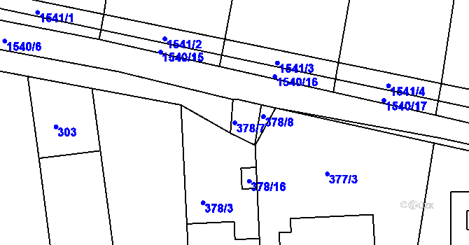 Parcela st. 378/7 v KÚ Blučina, Katastrální mapa