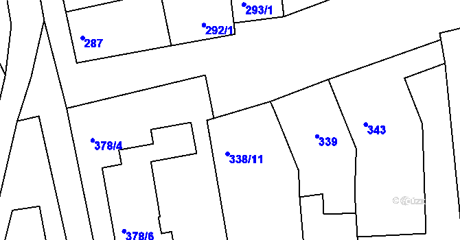 Parcela st. 378/14 v KÚ Blučina, Katastrální mapa