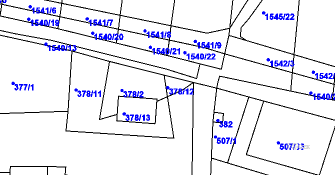 Parcela st. 378/12 v KÚ Blučina, Katastrální mapa
