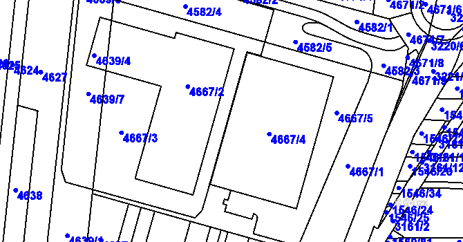 Parcela st. 4667 v KÚ Blučina, Katastrální mapa