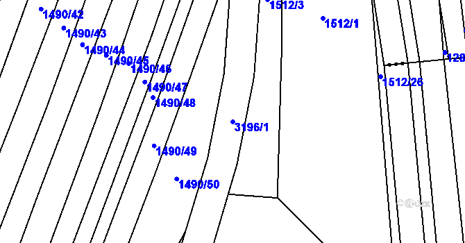Parcela st. 3196/1 v KÚ Blučina, Katastrální mapa