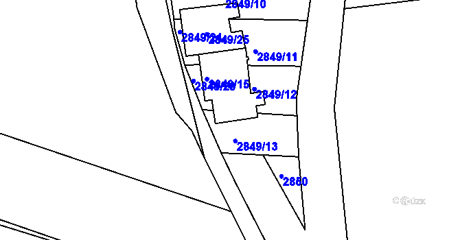 Parcela st. 2849/30 v KÚ Blučina, Katastrální mapa