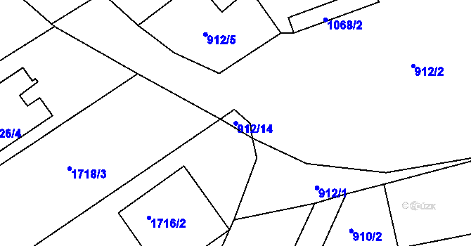 Parcela st. 912/14 v KÚ Blučina, Katastrální mapa