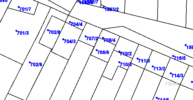 Parcela st. 708/6 v KÚ Blučina, Katastrální mapa